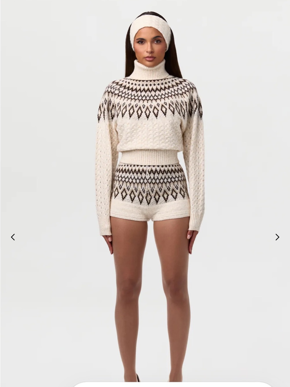naked wardrobe Fair Isle  Knit Sweater•Hot Pants Set Small